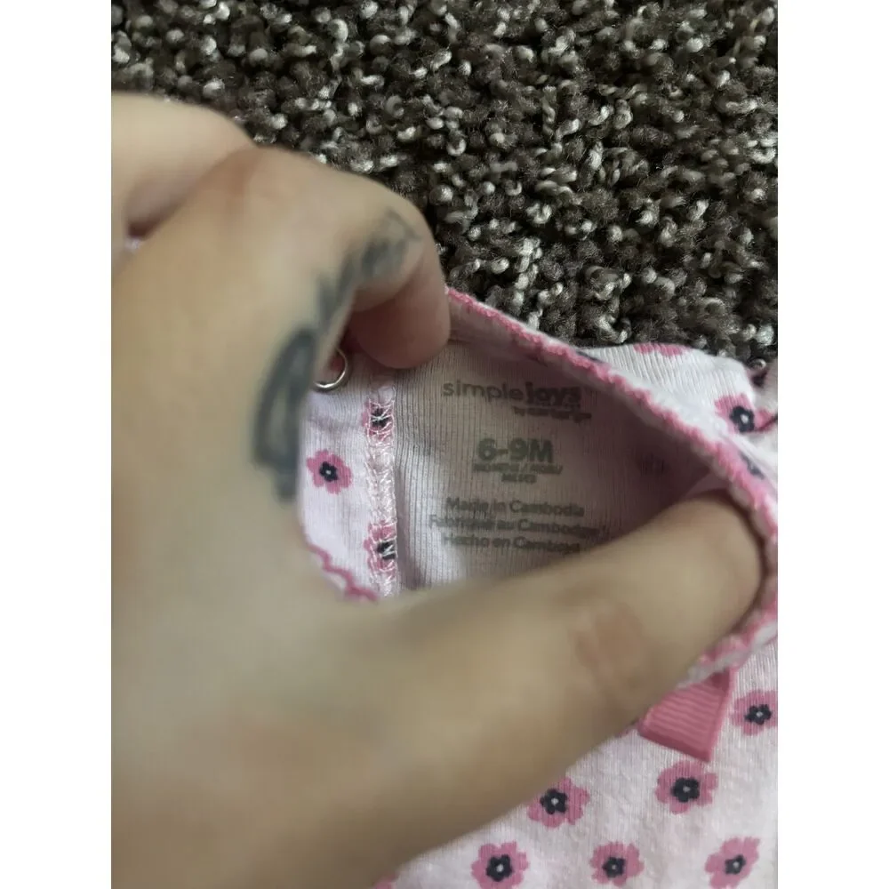 Carter's Pink Floral Short Sleeve Knit Top Baby Girl 6-9M